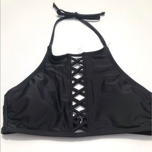 No Boundaries Black Halter Top Bikini Top